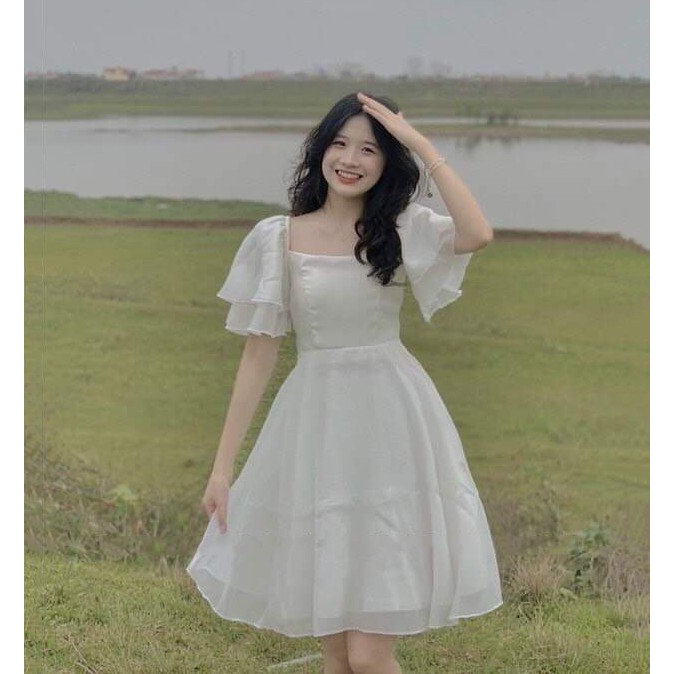 Đầm váy nữ tay bánh bèo 2 lớp hot trend tôn da, tôn dáng với tone màu đơn giản diện đi chơi, đi làm, đi ăn tiệc