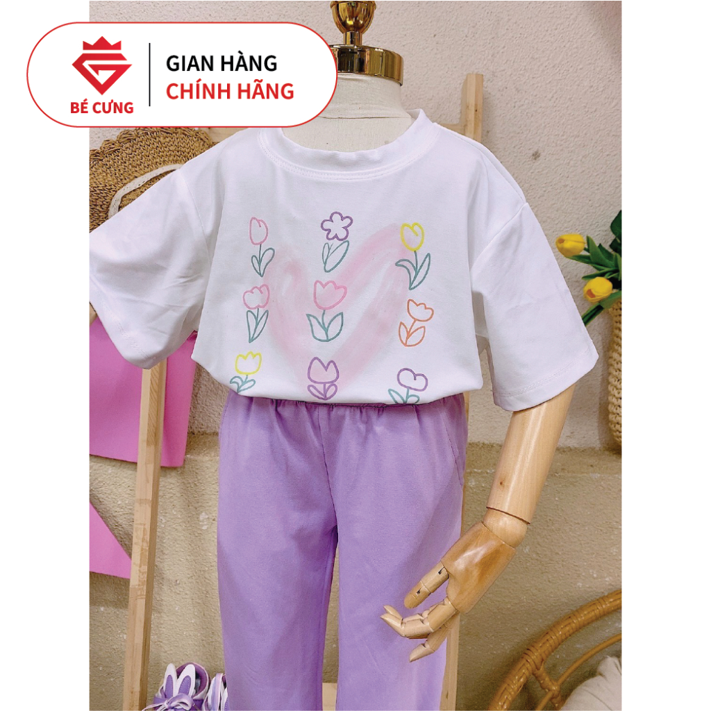 Set Áo Thun Cotton + Quần Jogger Bo Ống Dành Cho Bé Gái