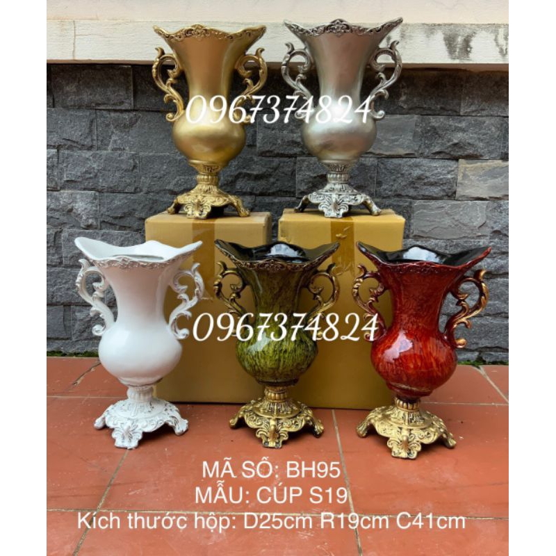 Bình hoa cúp s19 composite mã bh95, lọ cắm hoa cao cấp, bình cắm hoa, bình trang trí