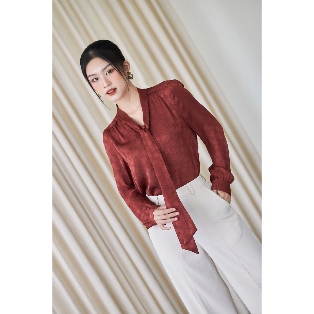 Áo Sơ Mi Nữ Thắt Nơ GILLEE Tay Phồng Voan Mềm FAK059