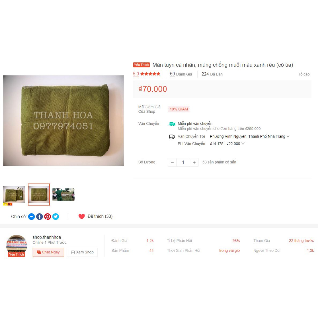 Màn tuyn xanh rêu, mùng chống muỗi hàng chuẩn cấp phát