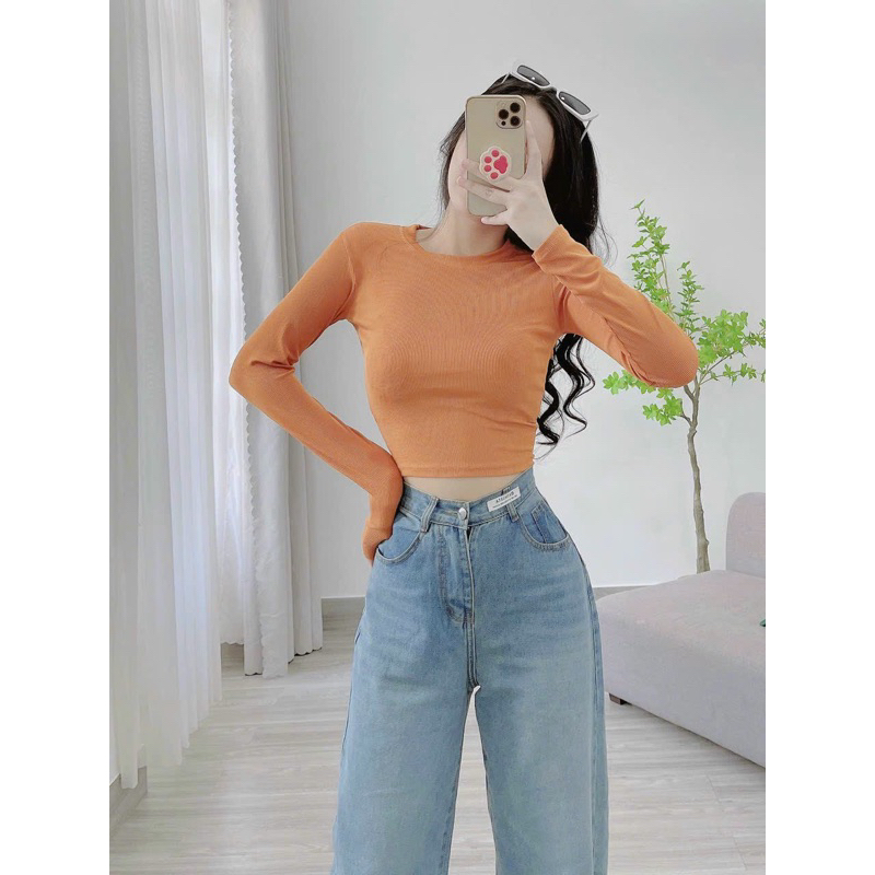 Áo Thun Croptop Tay Dài  Siêu Xinh