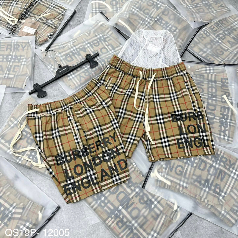 Quần Short Nam Burberry Hoạ Tiết Kẻ Sọc Caro Màu Be Cạp Chun Dây Thắt . Quần Đùi Cho Các Boy Phố Đi Chơi Đi Biển Hot