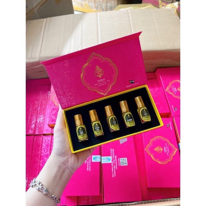 SET 5 CHAI Hàng bên mình chất bao thơm nha .DuBai perfume oiliHOA VĂN DẬP NỔI
