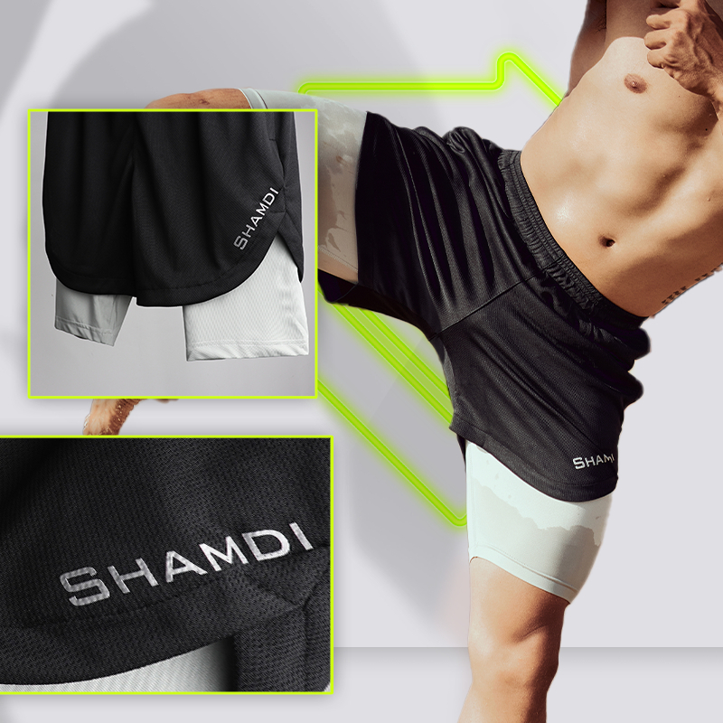 Quần Short Nam Tập Gym Thể Thao 2 Lớp Shamdi Co Giãn 4 Chiều Thấm Hút Nhanh, Khô Thoáng, Khử Mùi, Kháng Khuẩn - SD1000