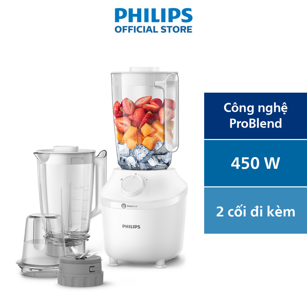 Máy xay sinh tố PHILIPS HR2041 /50 | 450W |xay nhuyễn trong 45s - Hàng Chính Hãng