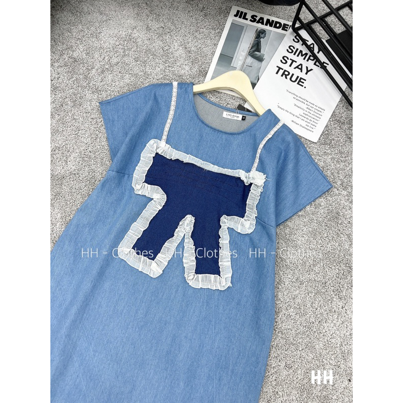 VÁY BÒ PHỐI BÈO NƠ XINH - ĐẦM XUÔNG FREESIZE DƯỚI 60kgC