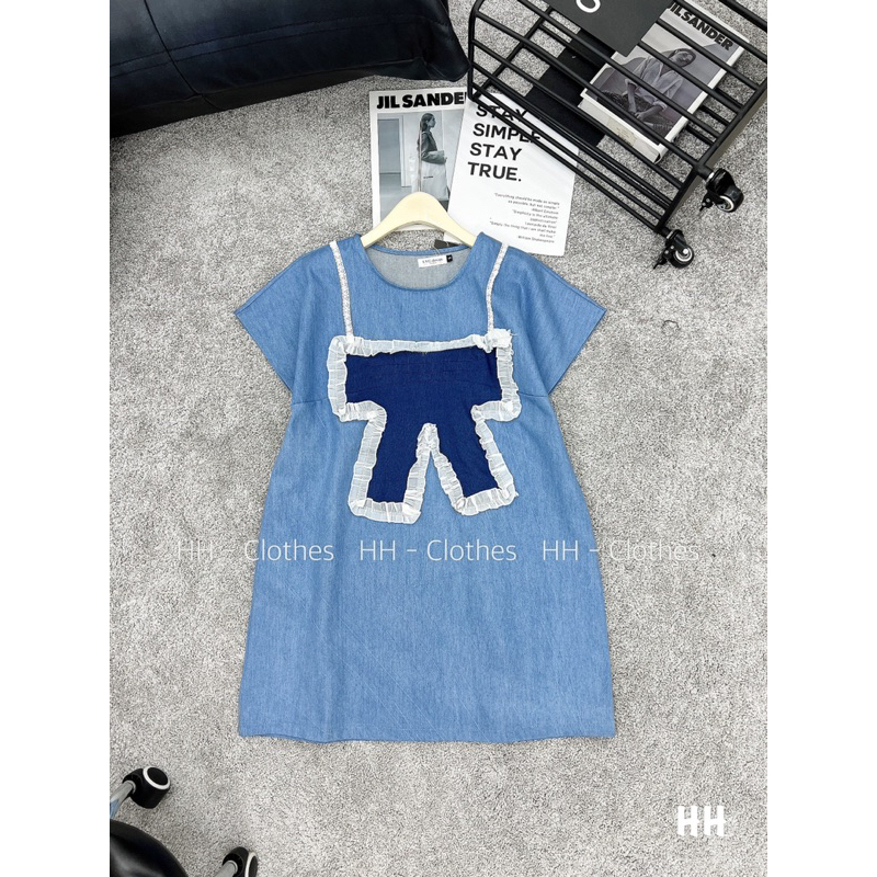 VÁY BÒ PHỐI BÈO NƠ XINH - ĐẦM XUÔNG FREESIZE DƯỚI 60kgC