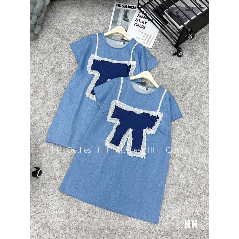 VÁY BÒ PHỐI BÈO NƠ XINH - ĐẦM XUÔNG FREESIZE DƯỚI 60kgC