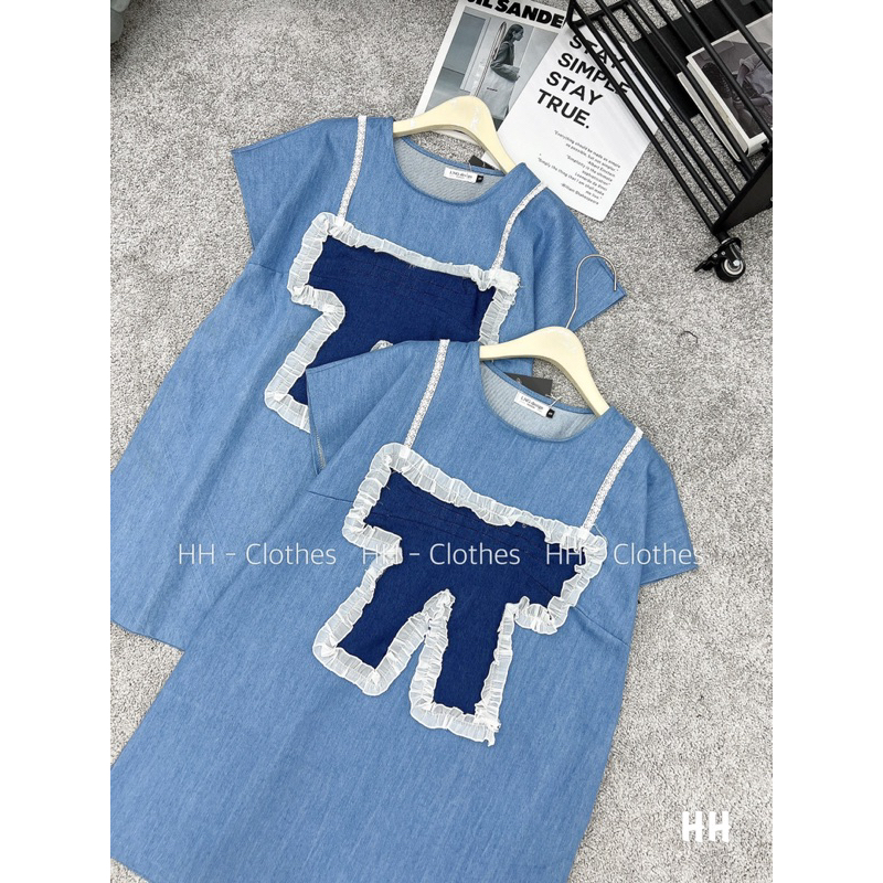 VÁY BÒ PHỐI BÈO NƠ XINH - ĐẦM XUÔNG FREESIZE DƯỚI 60kgC