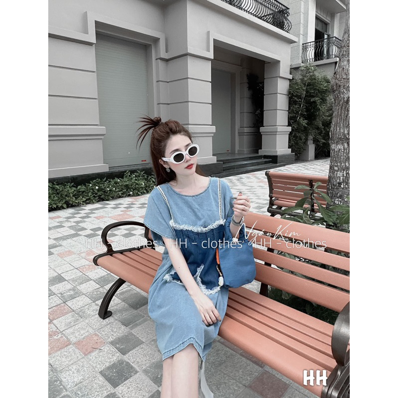 VÁY BÒ PHỐI BÈO NƠ XINH - ĐẦM XUÔNG FREESIZE DƯỚI 60kgC