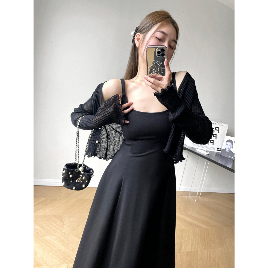 Áo khoác cardigan gân nút ngọc trai mùa hè - Nhakholiti AK604
