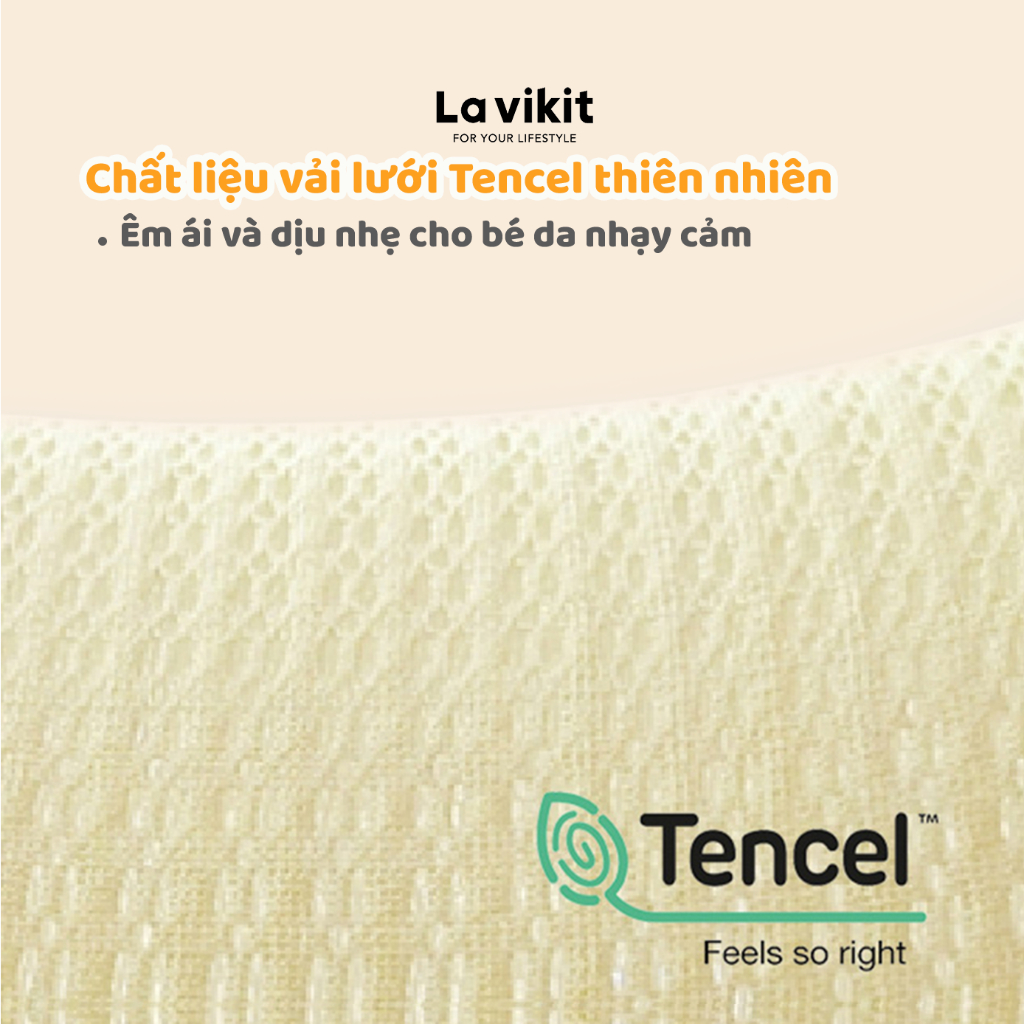 Gối nằm chống bẹt đầu vải lưới Tencel La vikit cho bé sơ sinh 1-18 tháng