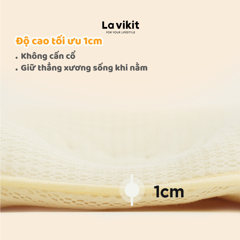 Gối nằm chống bẹt đầu vải lưới Tencel La vikit cho bé sơ sinh 1-18 tháng