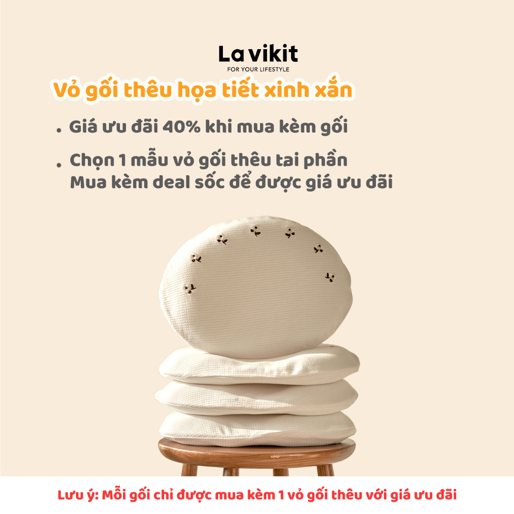 Gối nằm chống bẹt đầu vải lưới Tencel La vikit cho bé sơ sinh 1-18 tháng