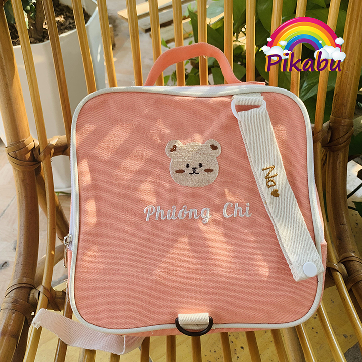 Balo Hàn Quốc thêu tên cho bé 1 ngăn tặng kèm tag tên cute - Pikabu - PK004