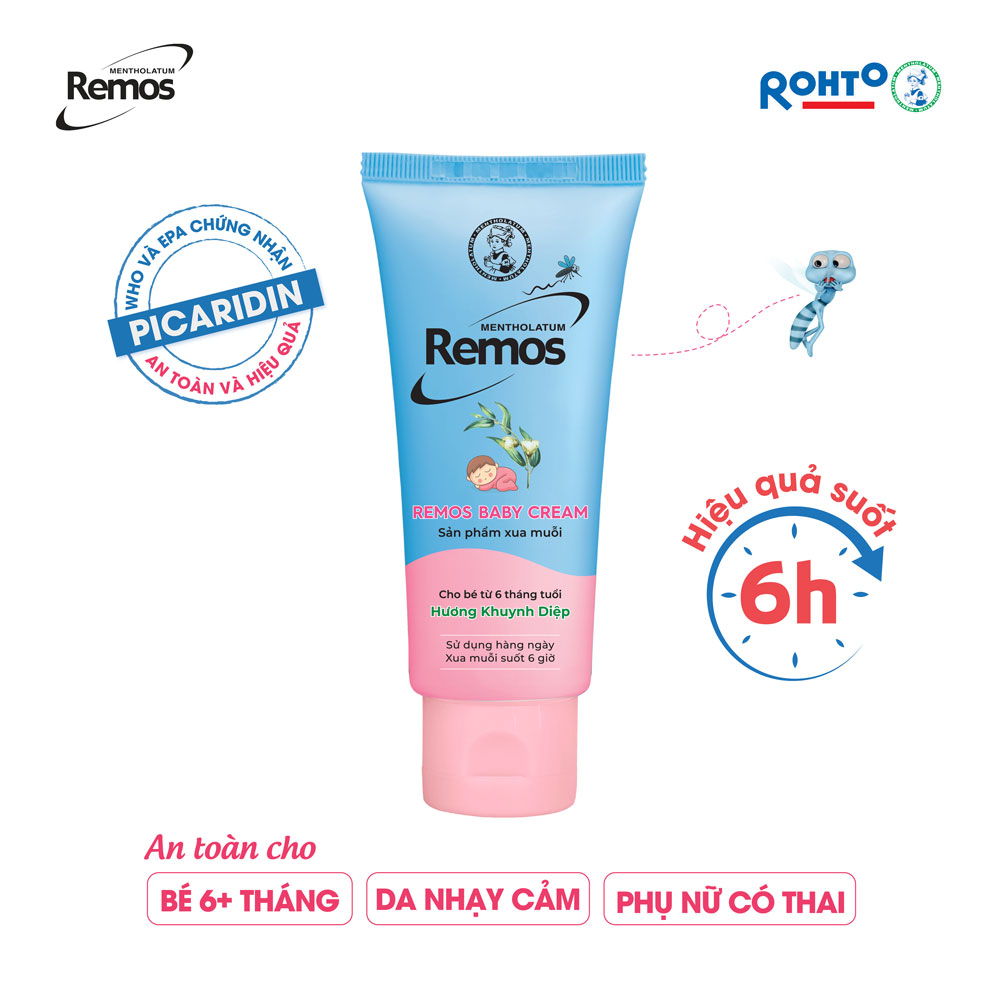 [VB] Bộ 4 sản phẩm Kem chống muỗi Remos: 2 Remos hương Cam 70g + 2 Kem Remos Baby 70g +TẶNG Kem Remos hương Lavender 70g