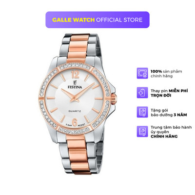 Đồng hồ nữ Festina Watch F20595/1 mặt kính Cường lực, máy pin, chống nước, dây thép đeo tay cao cấp, chính hãng Thụy Sĩ