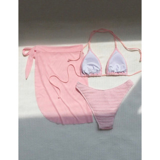 [ORDER SHEIN] Set Bikini 3 Mảnh Thun Gân Một Màu