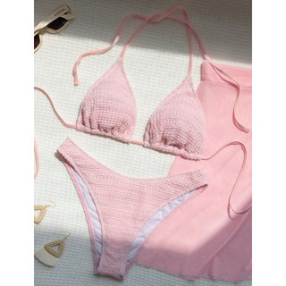 [ORDER SHEIN] Set Bikini 3 Mảnh Thun Gân Một Màu