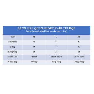 Quần Short Unisex Cargo Chất Kaki Túi Hộp