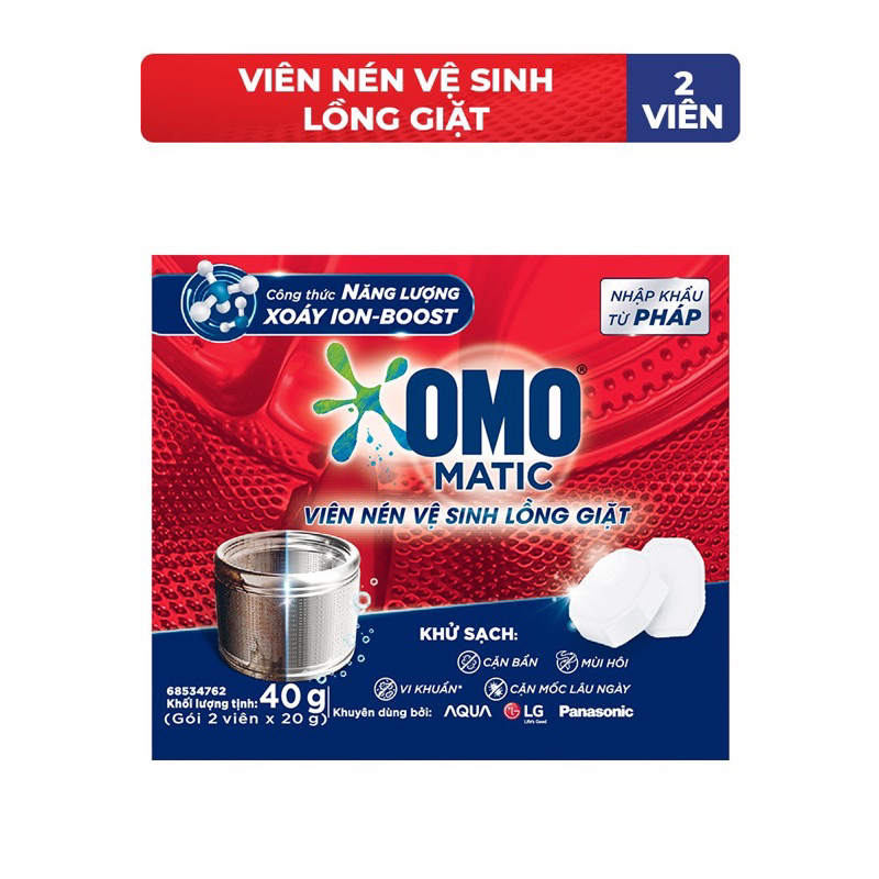 Hộp 2 Viên Nén Vệ Sinh Lồng Giặt OMO Matic 40gr