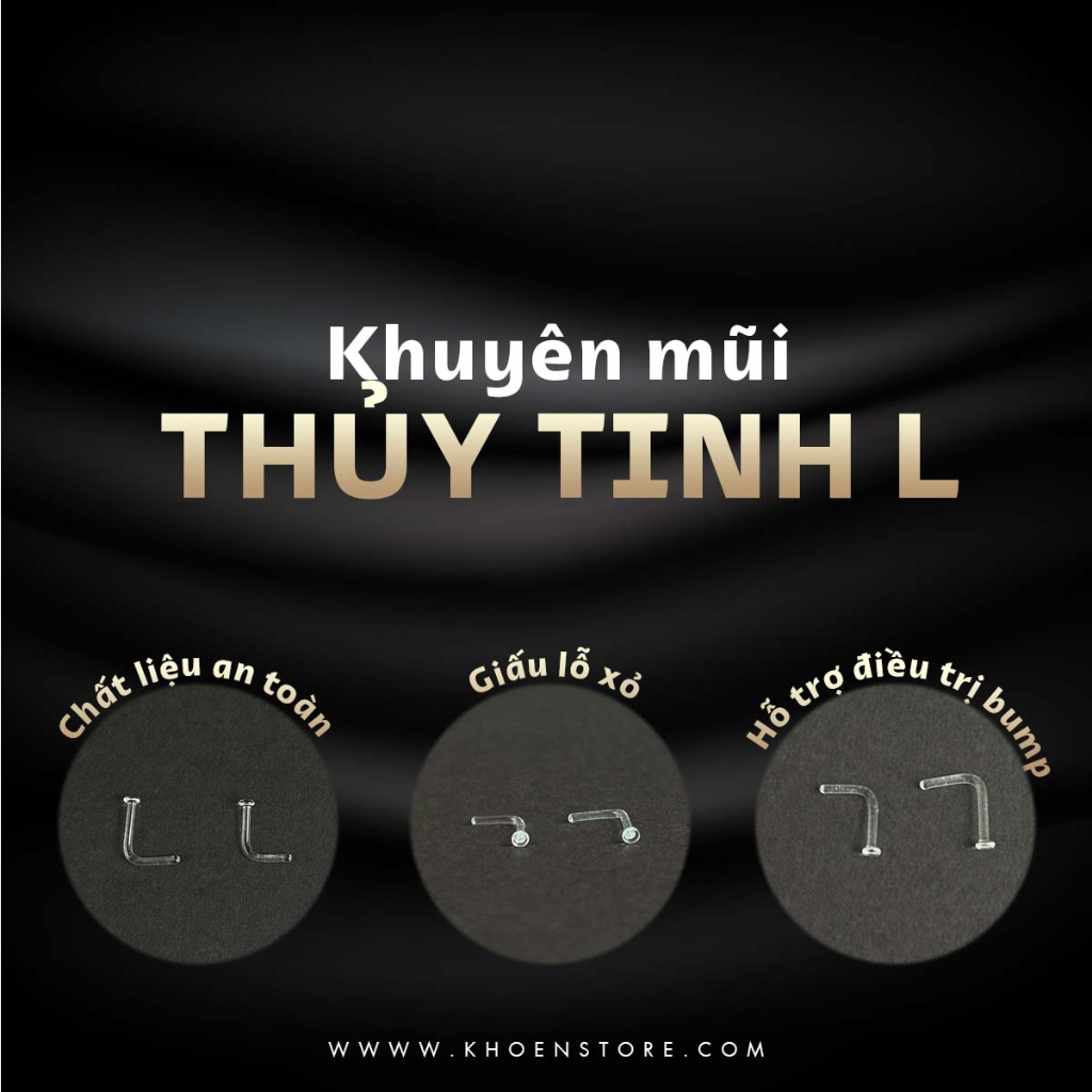 Khuyên Mũi chữ L - Thủy tinh - Khoen Store