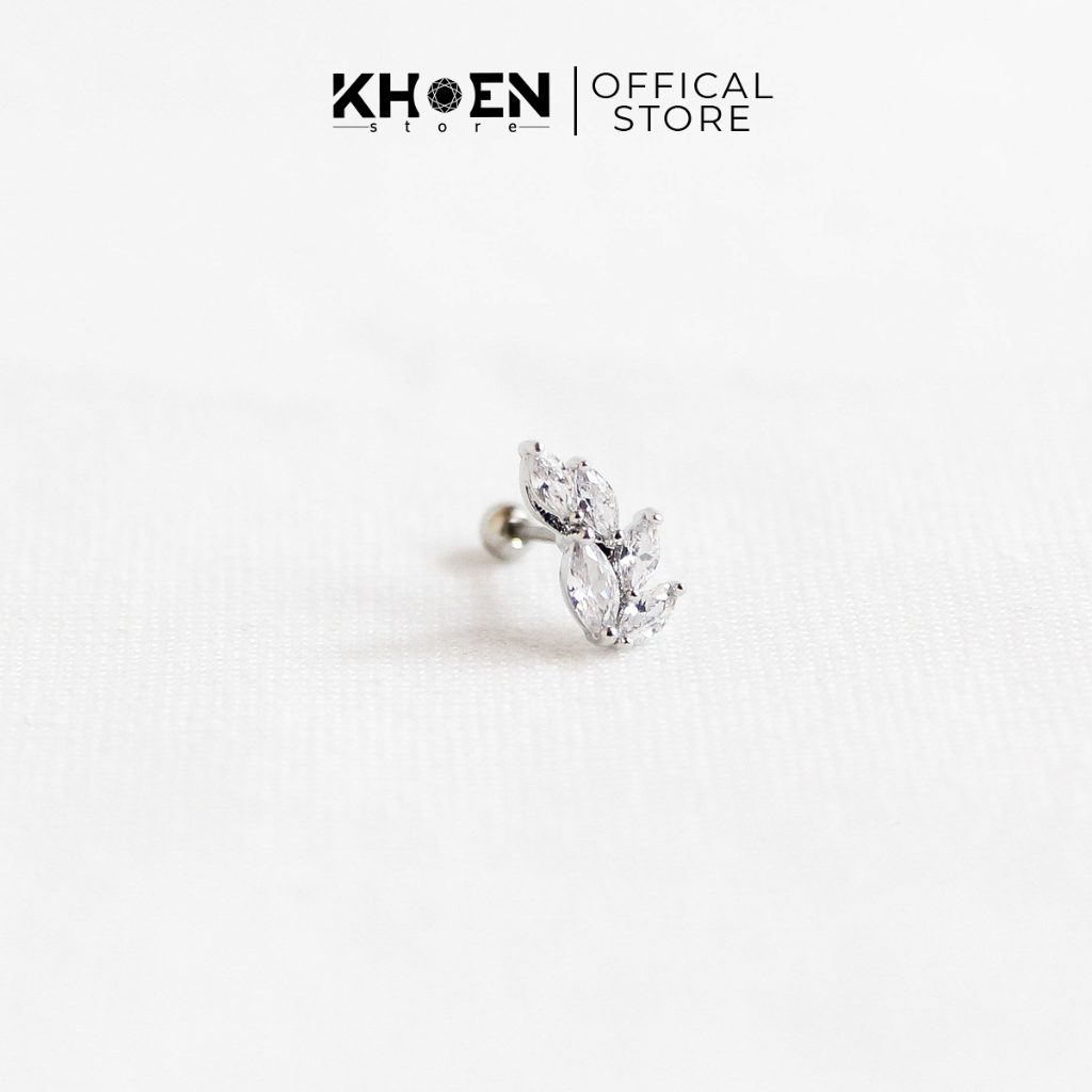 (1 Chiếc) Khuyên tai Lá đá - mang tai phải - Khoen Store