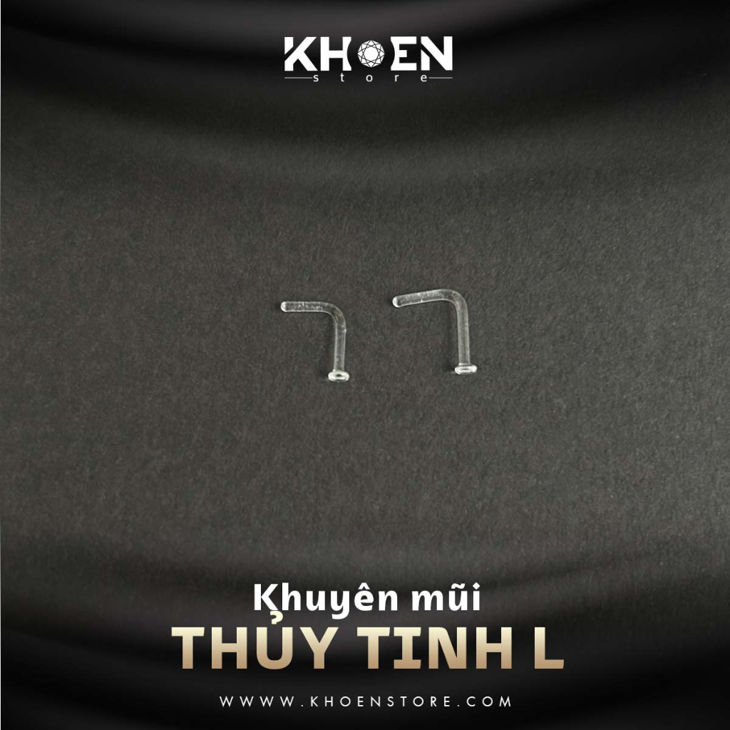 Khuyên Mũi chữ L - Thủy tinh - Khoen Store