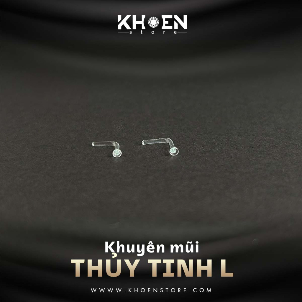 Khuyên Mũi chữ L - Thủy tinh - Khoen Store