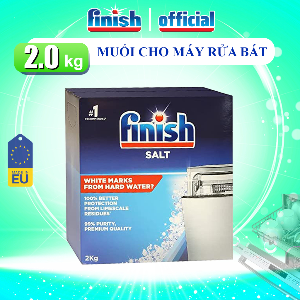 Muối Rửa Chén Bát Finish Hộp 2 Kg Siêu Tiết Kiệm Muối Làm Mềm Nước Và Bảo Vệ Máy Rửa Bát