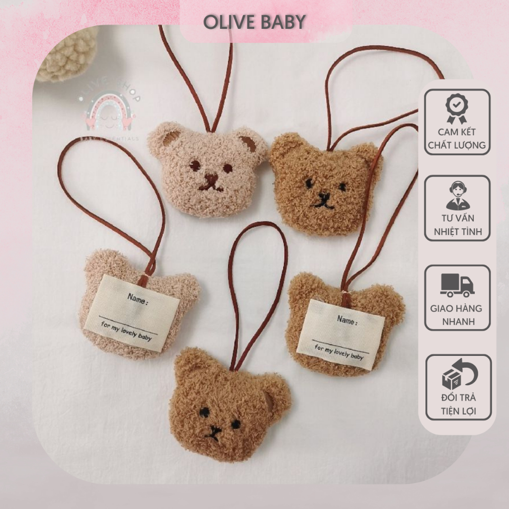 Name Tag Gấu Cho Em Bé Móc Treo Cặp Túi Đi Học Nhỏ Gọn Tiện Lợi Phong Cách Hàn Quốc Dễ Thương