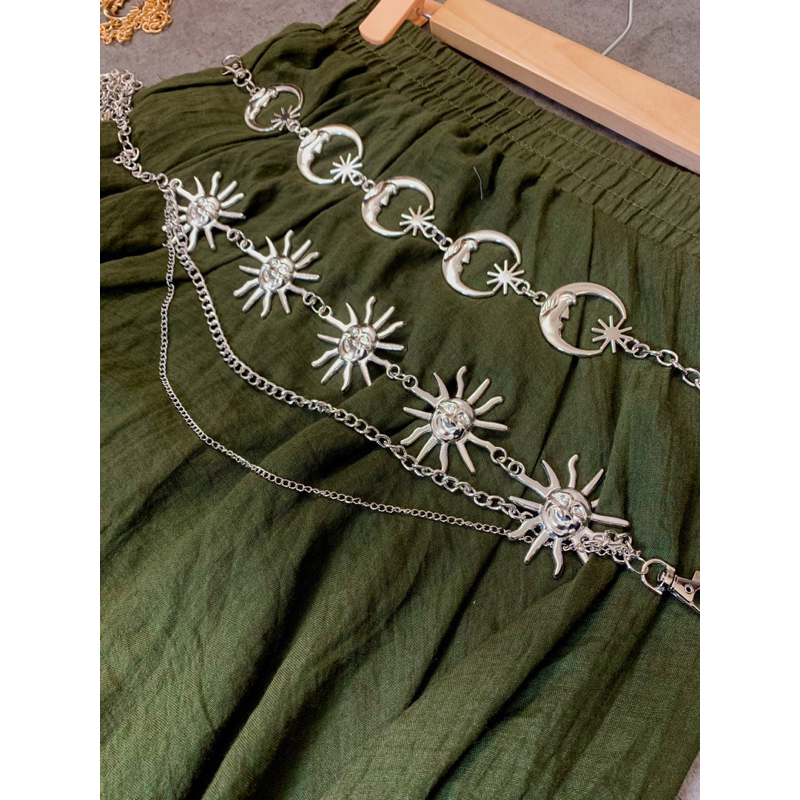Dây Xích Thắt Lưng Mặt Trời/ Mặt Trăng Bohemian Vintage