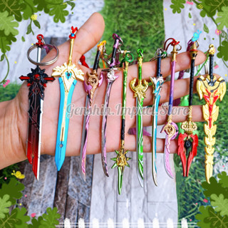 12cm Mô hình móc khóa kim loại trang bị game Genshin Impact Hộ Ma Thiên Không Bàn Nham Sói Diluc Xiao HuTao Keqing