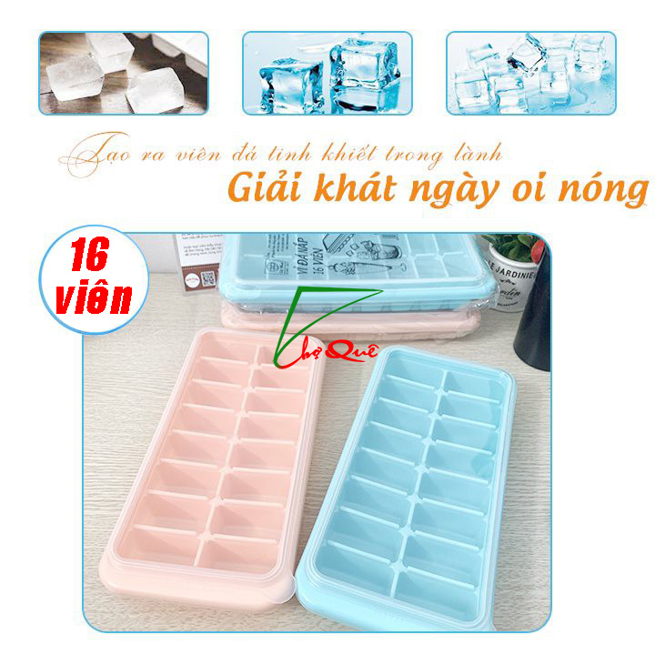 Khay (khuôn) làm thạch rau câu, làm đá 16 viên hàng có nắp nhựa cao cấp, có thể dùng cho bé ăn dặm an toàn tiện lợi