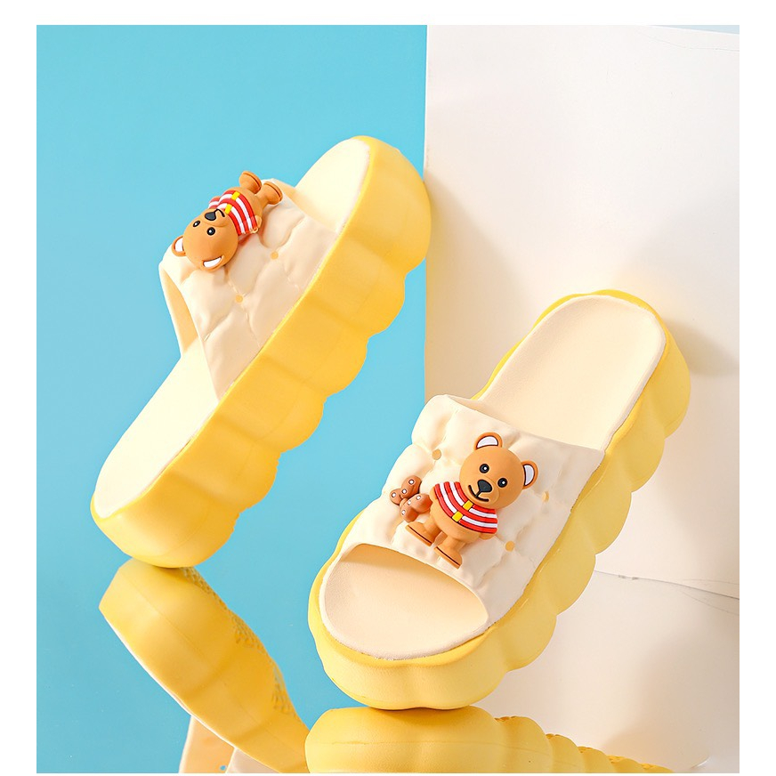 Dép bánh mì nữ quai ngang đế dày cao 5cm tăng chiều cao hình Gấu Nơ cute siêu nhẹ mùa hè - DL373