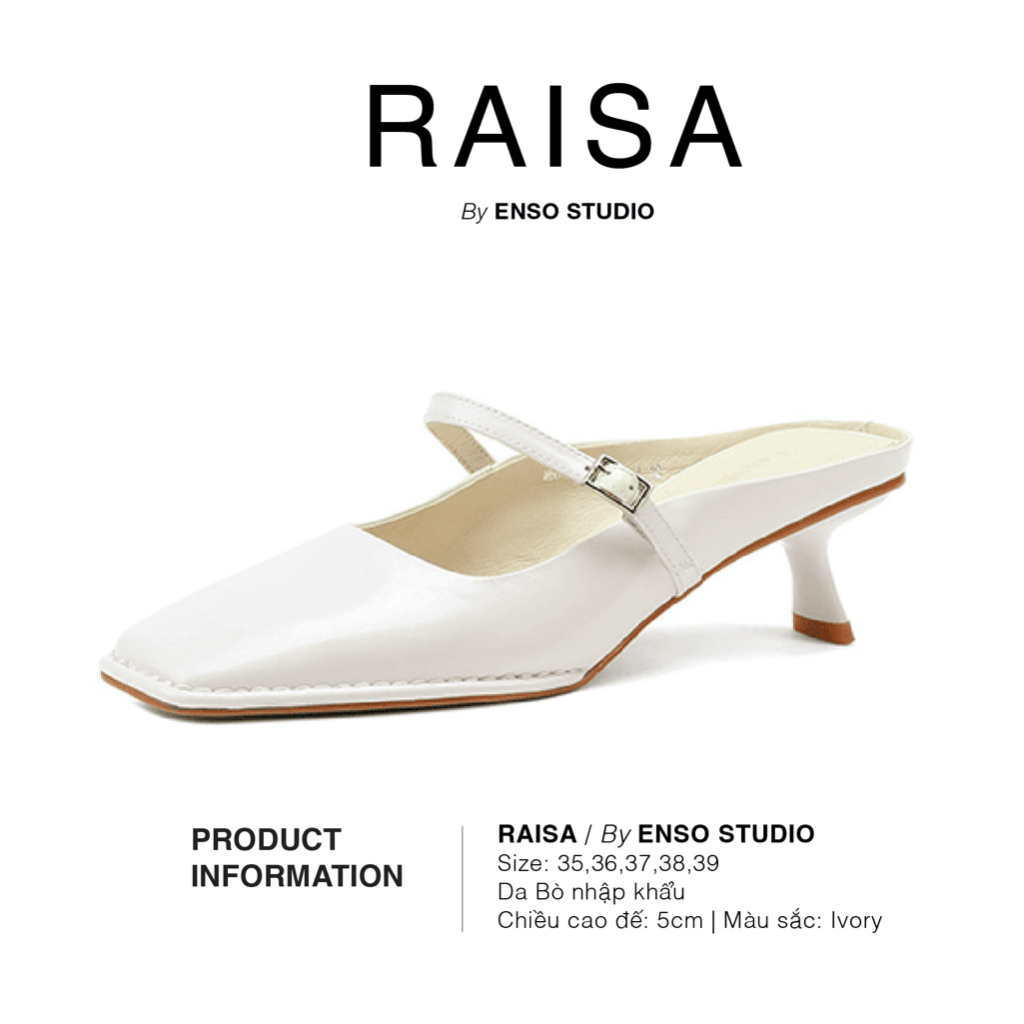 ENSo - Giày da thật nữ RAISA màu trắng 5cm
