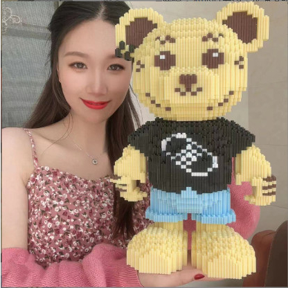 Lego Gấu Teddy cỡ lớn 40cm cao cấp, tặng búa +đèn, xếp hình gấu teddy đẹp, giá tốt, mô hình lắp ghép