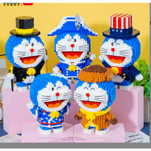 Tặng búa,Lắp ráp mô hình doraemon  chong chóng tre, túi thần kì trái tim siêu đẹp cỡ lớn 38cm