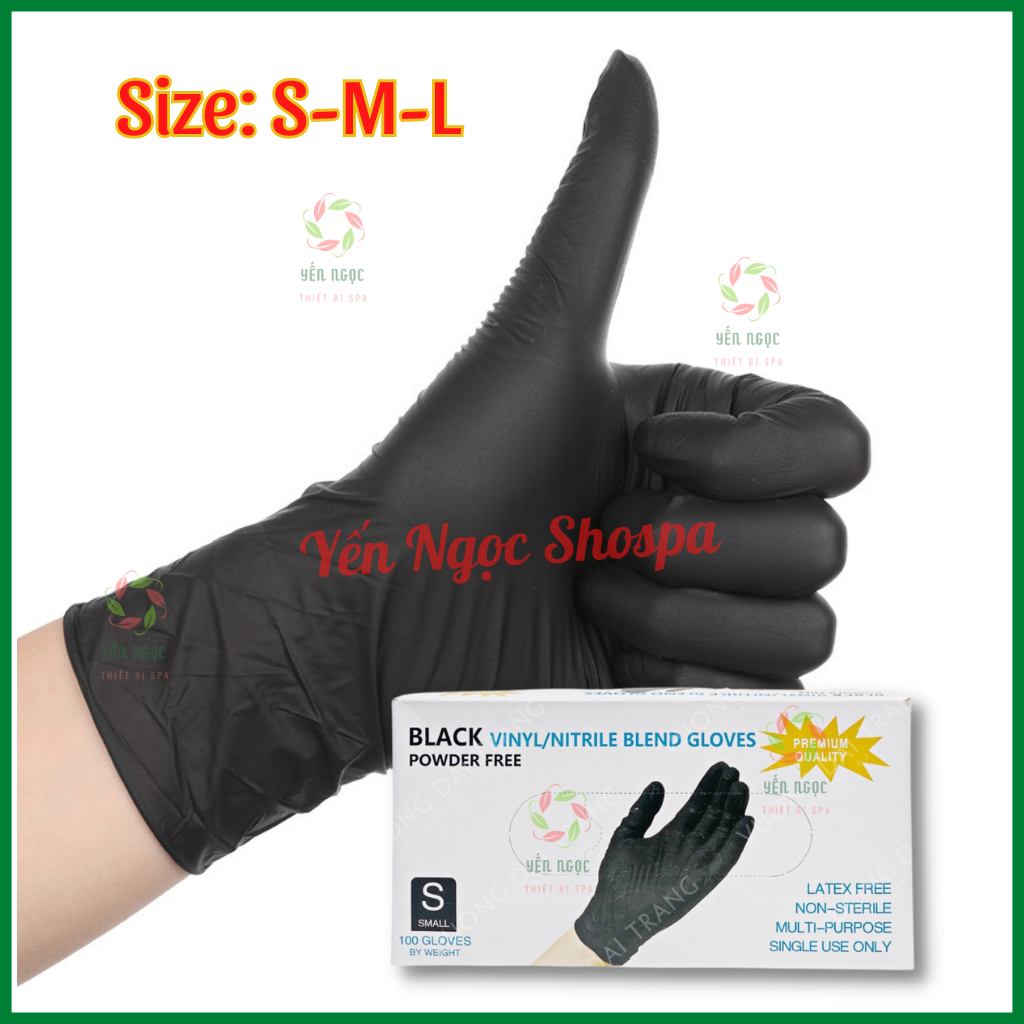 Hộp Găng tay đen không bột | Găng tay cao su đen không bột