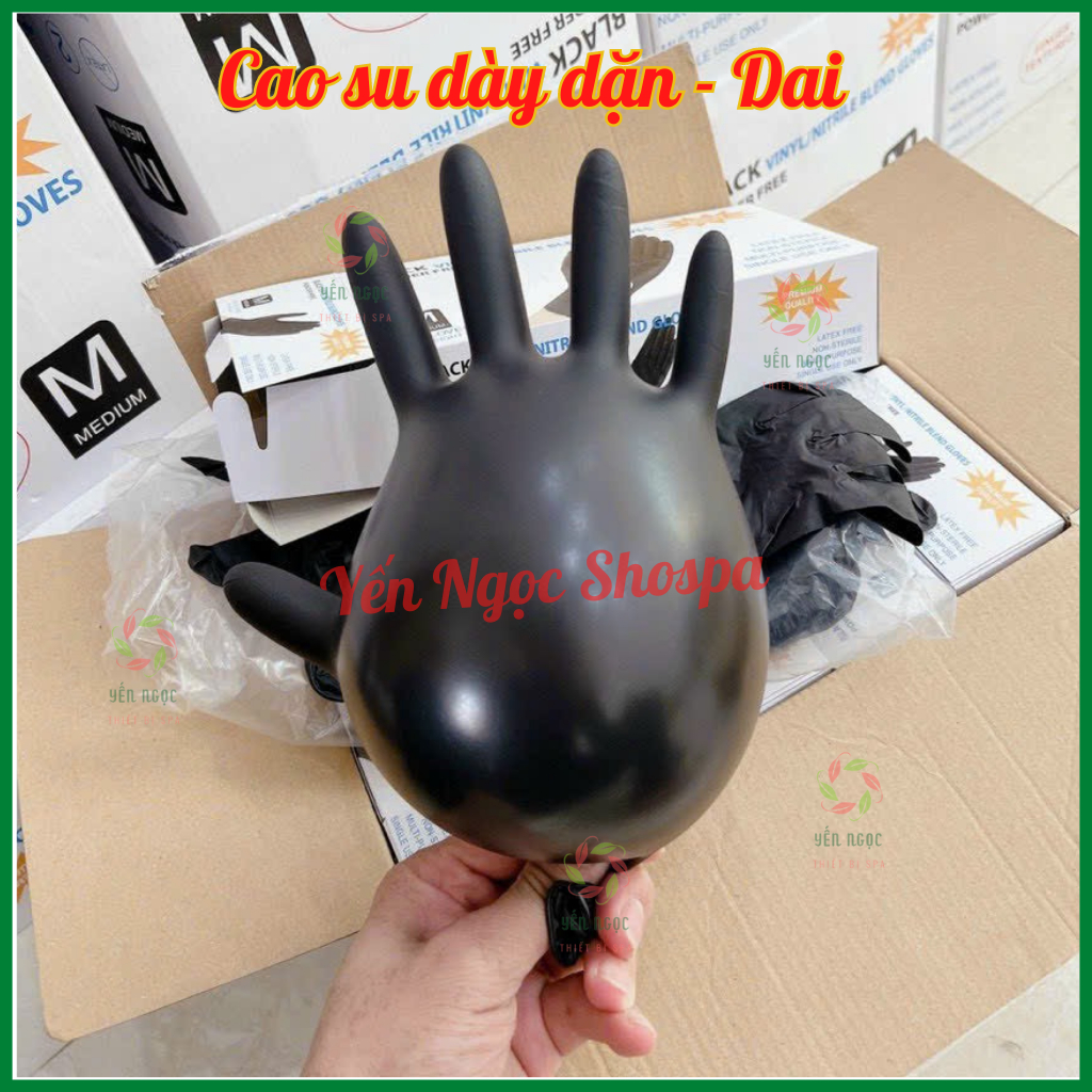Hộp Găng tay đen không bột | Găng tay cao su đen không bột