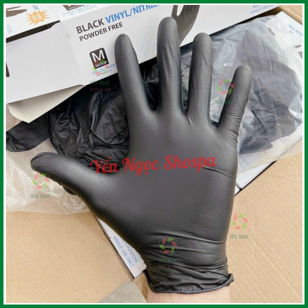Hộp Găng tay đen không bột | Găng tay cao su đen không bột