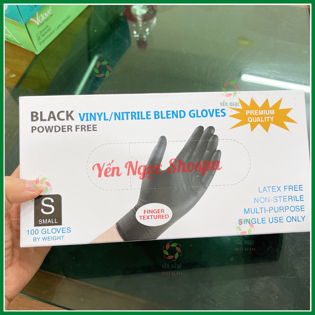 Hộp Găng tay đen không bột | Găng tay cao su đen không bột