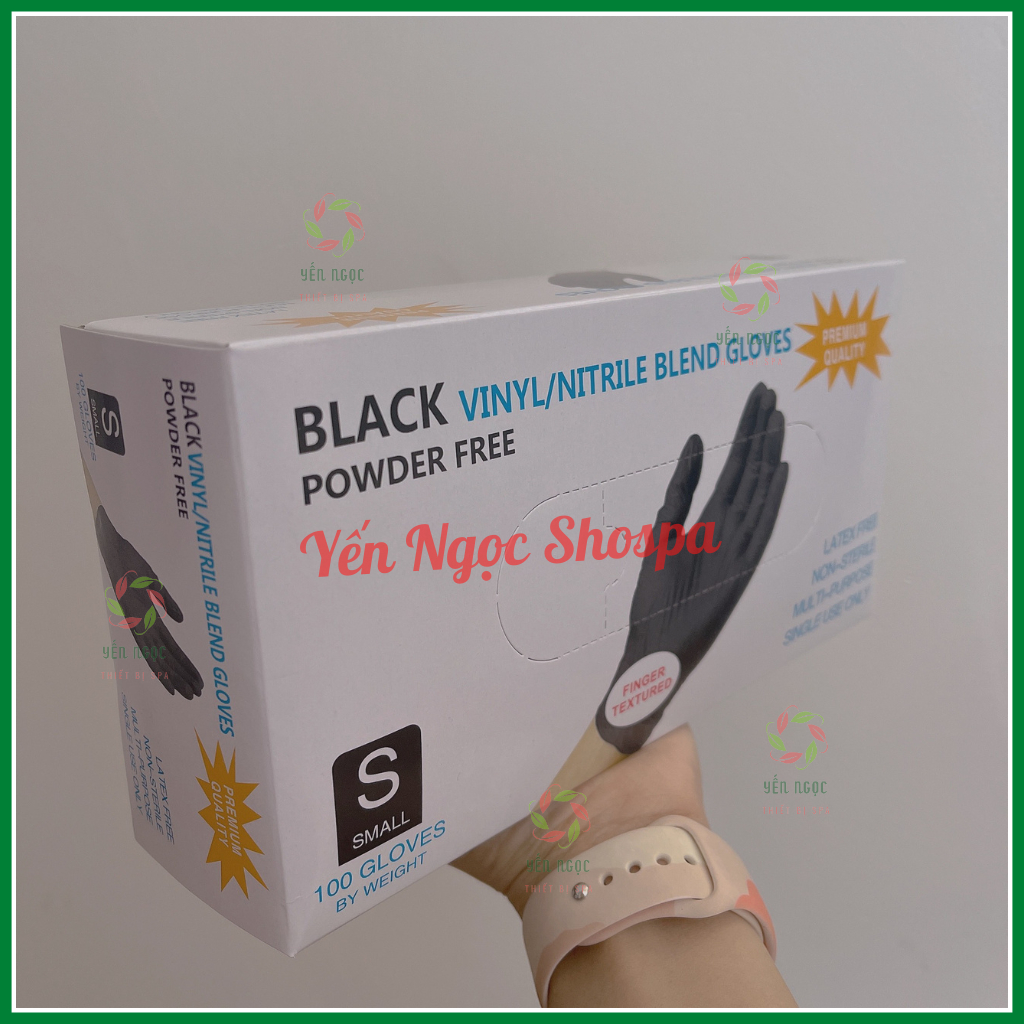 Hộp Găng tay đen không bột | Găng tay cao su đen không bột
