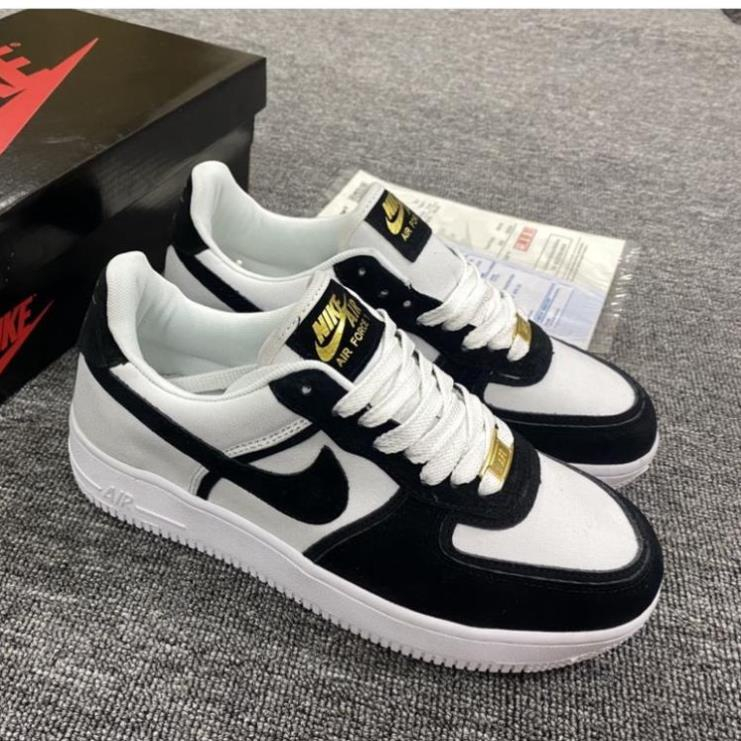 Giày AF1 VẢI TRẮNG ĐEN THAN DA LỘN CHUẨN 11, AIR FORCE 1 BẢN NEW