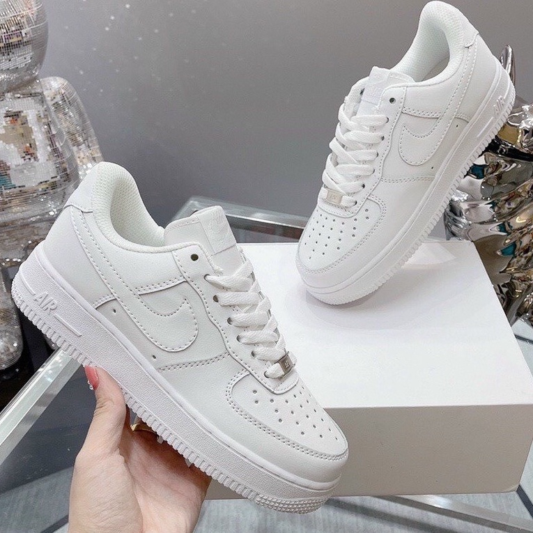 Giày AF1 VẢI TRẮNG ĐEN THAN DA LỘN CHUẨN 11, AIR FORCE 1 BẢN NEW