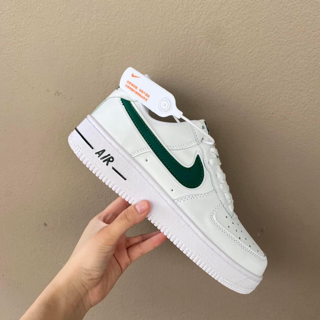 Giày AF1 VẢI TRẮNG ĐEN THAN DA LỘN CHUẨN 11, AIR FORCE 1 BẢN NEW