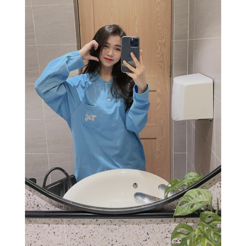 Áo polo tay dài đơn giản nam nữ vải cotton thoáng mát thêu logo Daybyday thiết kế WHENIMNASTY