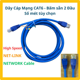 Dây cáp mạng chuẩn CAT6 bấm sẵn 2 đầu. Dây mạng truyền dẫn tín hiệu cao, bán số lượng độ dài theo mét
