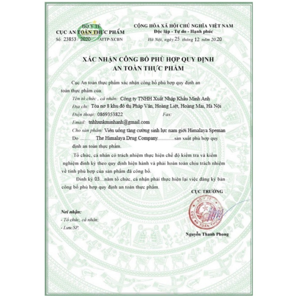 Himalaya Speman hộp 60v date 3/2026 cải thiện chứng năng sinh lý nam giới